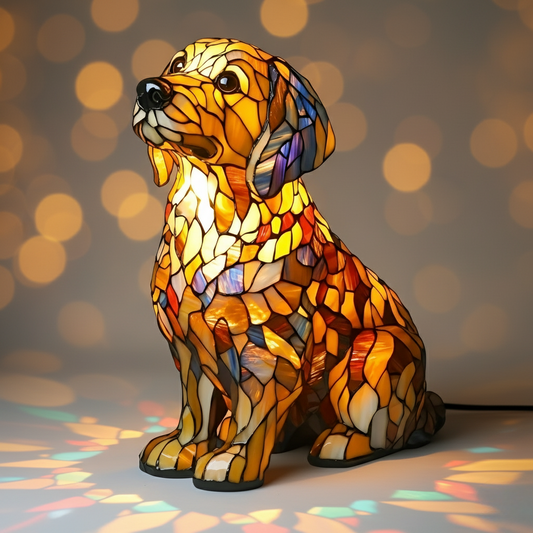 Golden Retriever | Luminária de Vitral