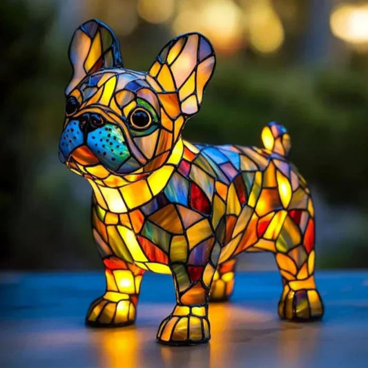 Buldogue Francês | Luminária de Vitral